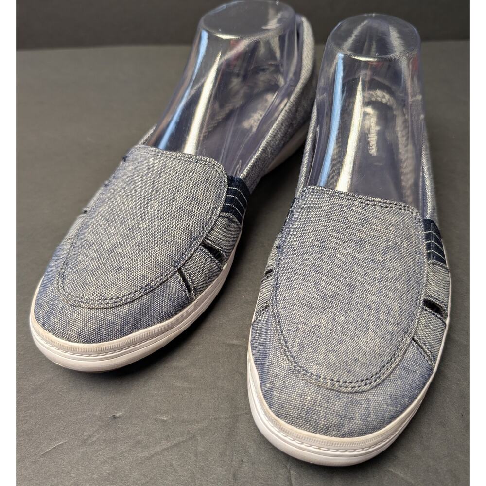 Grasshoppers Janis Fisherman Canvas Sneakers WOMENS 9 Blue White Slip On Cruise